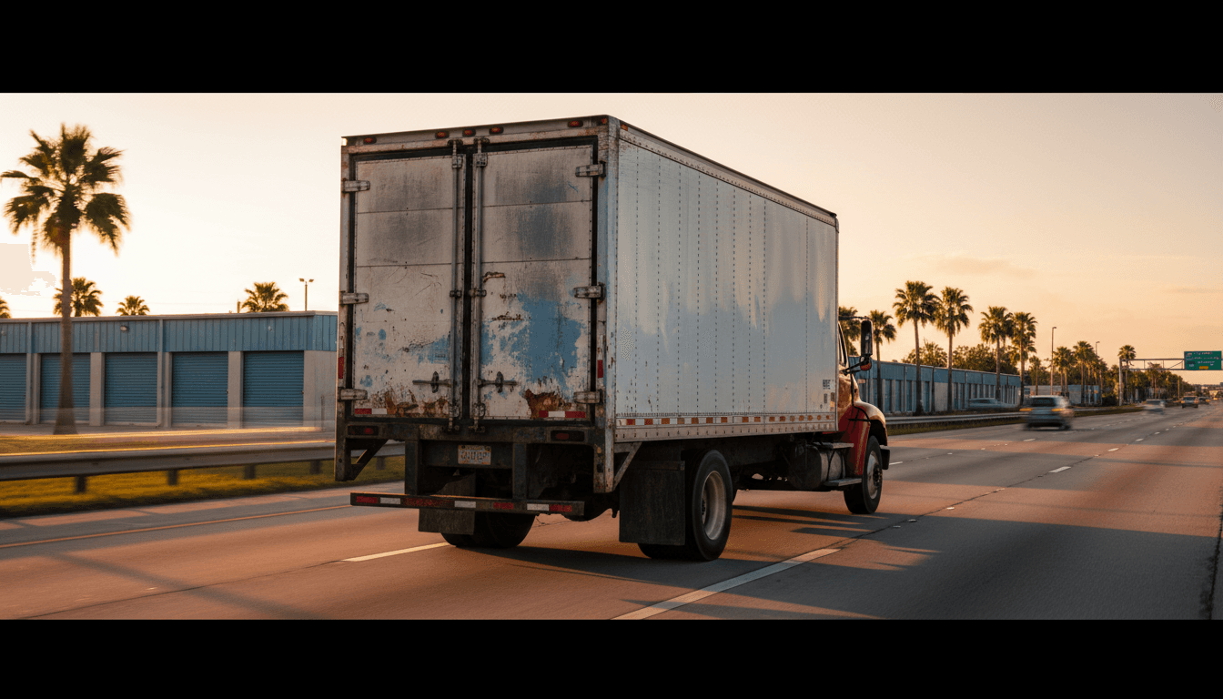 Commercial box truck on a Florida highway